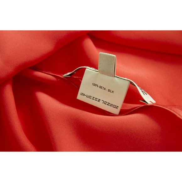 Peach Color Handkerchief Halter Silk Top - Picture 6 of 6